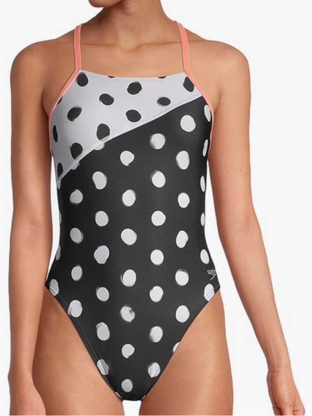 Speedo Endurance Black polka dot One Piece turnz tie back Swimsuit Size 2/28